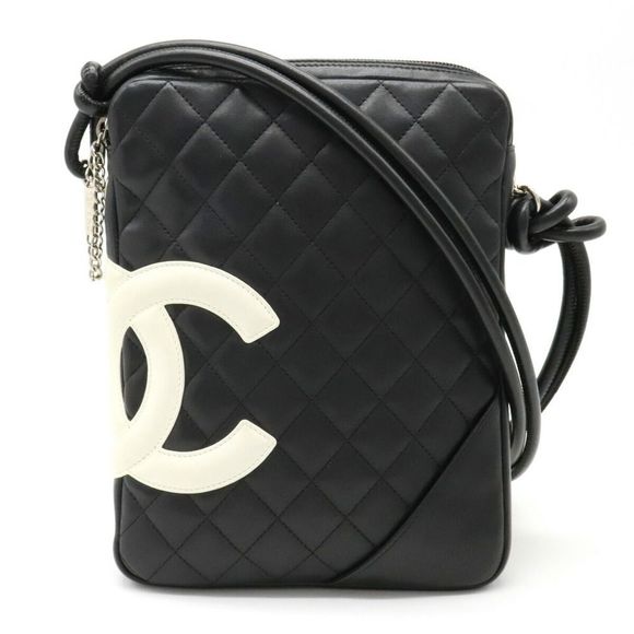 Chanel Cambon Line Cocomark Medium Pochette Shoulder Bag Diagonal Black - Picture 1 of 9
